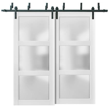 Sartodoors Barn Bypass Interior Door, 84" x 96", White LUCIA2552BBB-BEM-8496